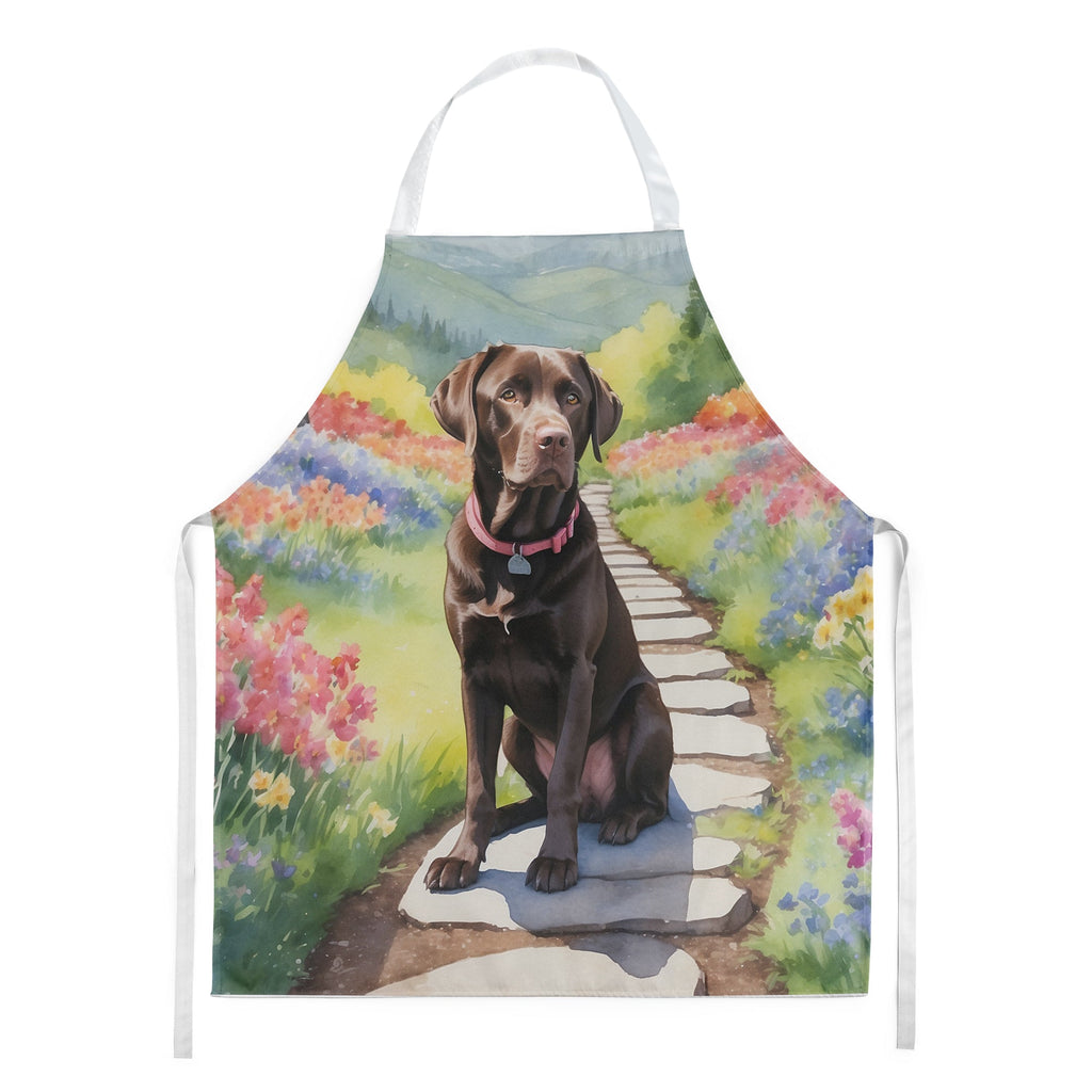 Labrador Retriever Spring Path Apron Cooking Kitchen Server Baking Crafts Gardening for Adult Women Men, Unisex, Large, Multicolor