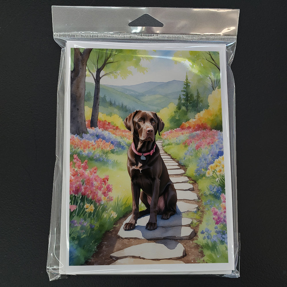 Labrador Retriever Spring Path Greeting Cards Pack of 8 Blank Cards with Envelopes Whimsical A7 Size 5x7