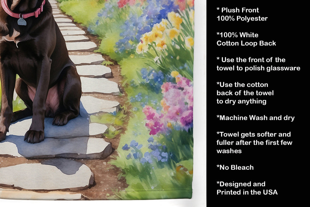 Labrador Retriever Spring Path Kitchen Towel Velour Plush Front and Cotton Loop Back Machine Washable