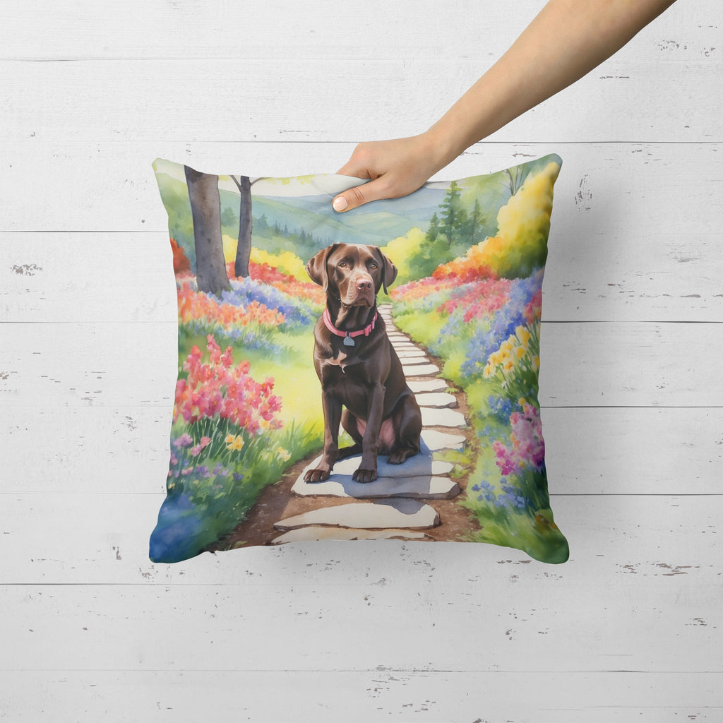 Labrador Retriever Spring Path Decorative Throw Pillow 18x18 Indoor Outdoor Accent Cushion, Fabric Cover with Insert for Sofa, Bed, Porch & Living Room
