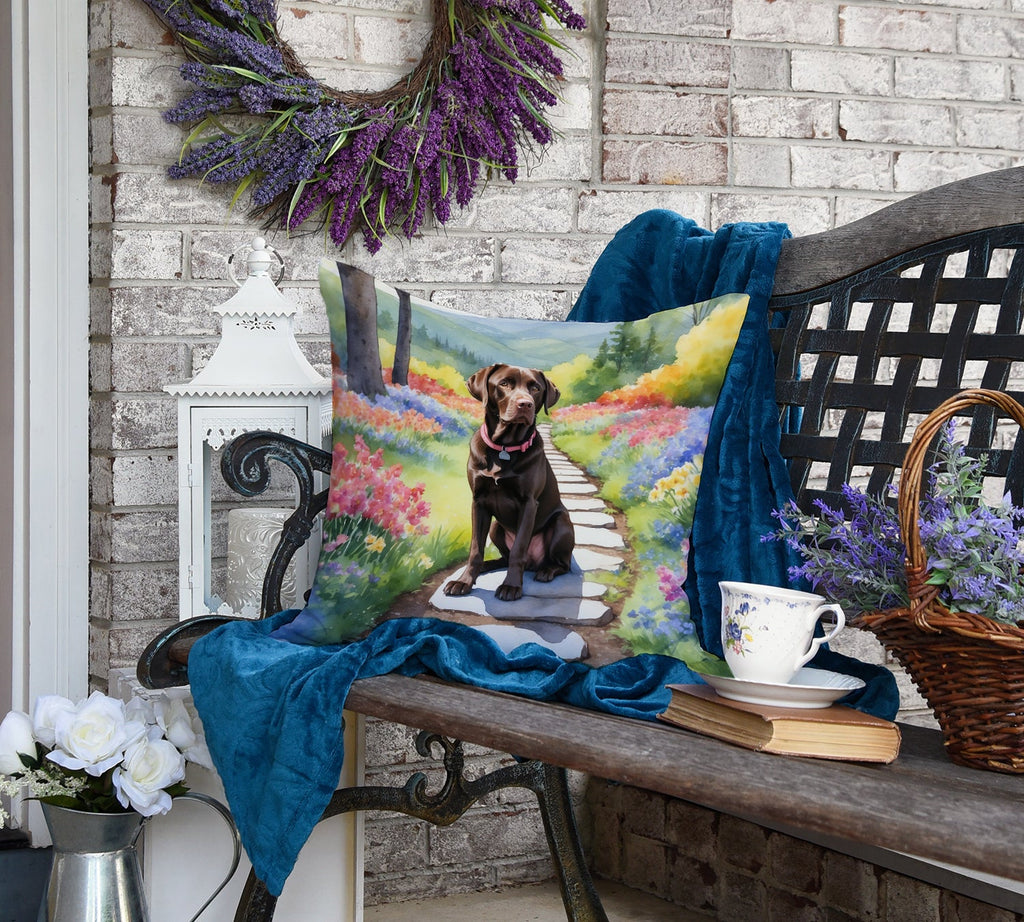 Labrador Retriever Spring Path Decorative Throw Pillow 18x18 Indoor Outdoor Accent Cushion, Fabric Cover with Insert for Sofa, Bed, Porch & Living Room