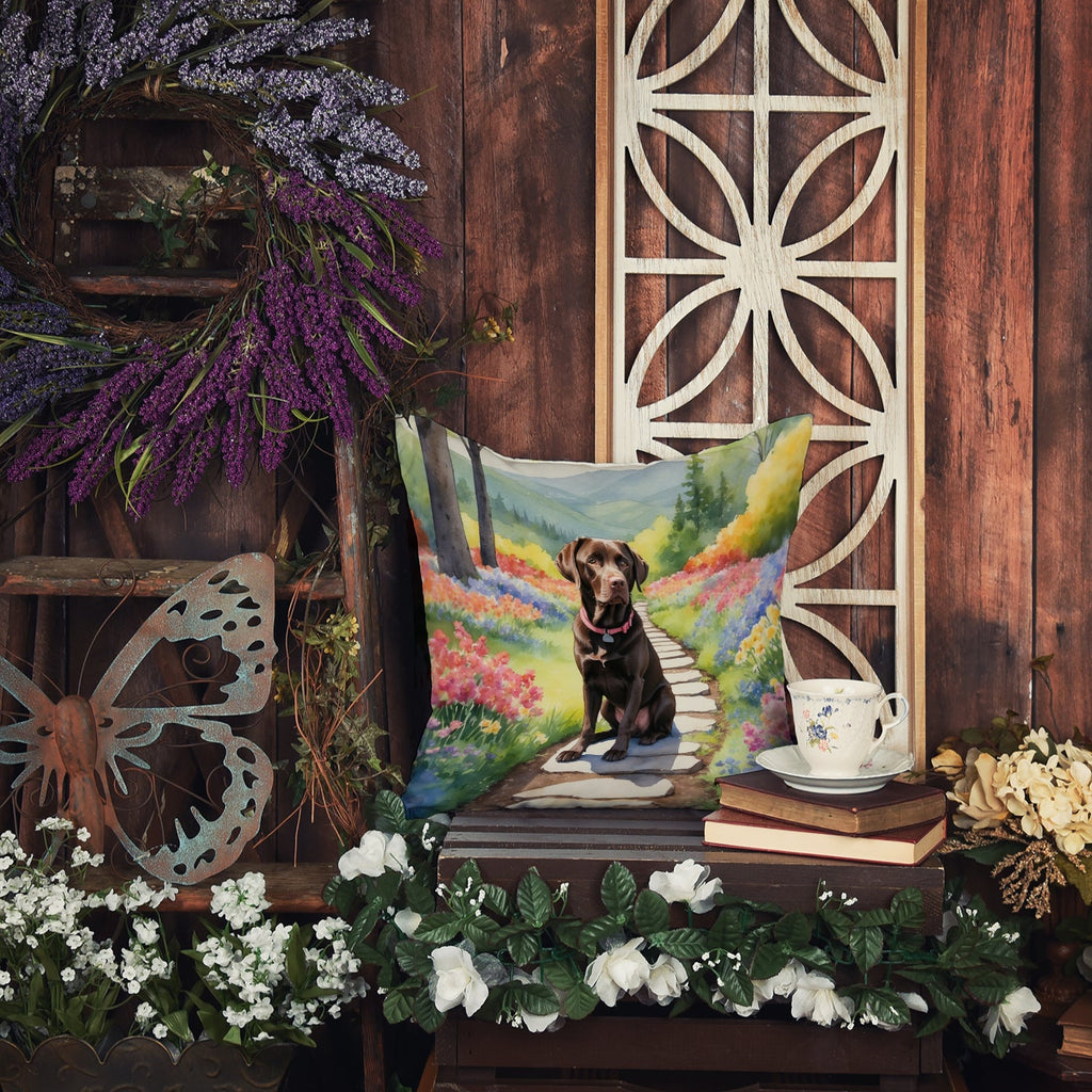 Labrador Retriever Spring Path Decorative Throw Pillow 18x18 Indoor Outdoor Accent Cushion, Fabric Cover with Insert for Sofa, Bed, Porch & Living Room