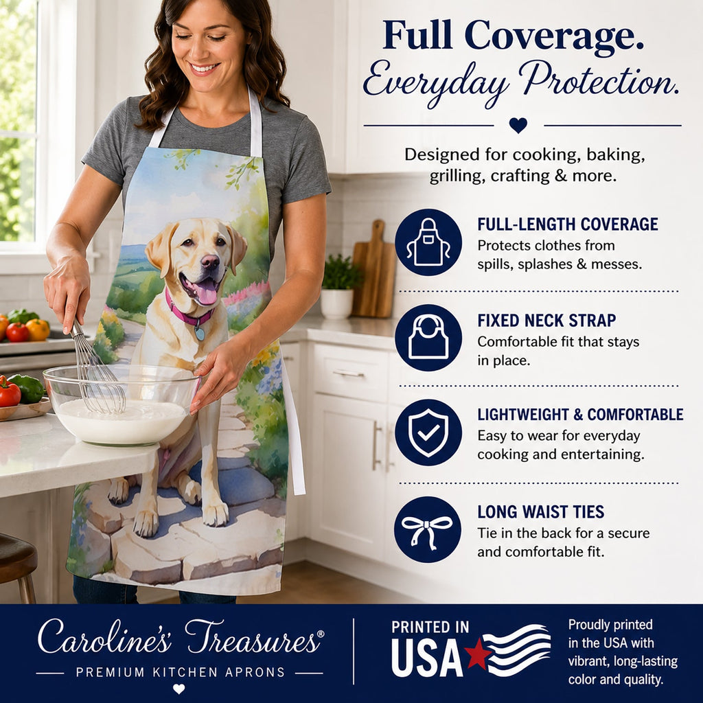 Labrador Retriever Spring Path Apron Cooking Kitchen Server Baking Crafts Gardening for Adult Women Men, Unisex, Large, Multicolor
