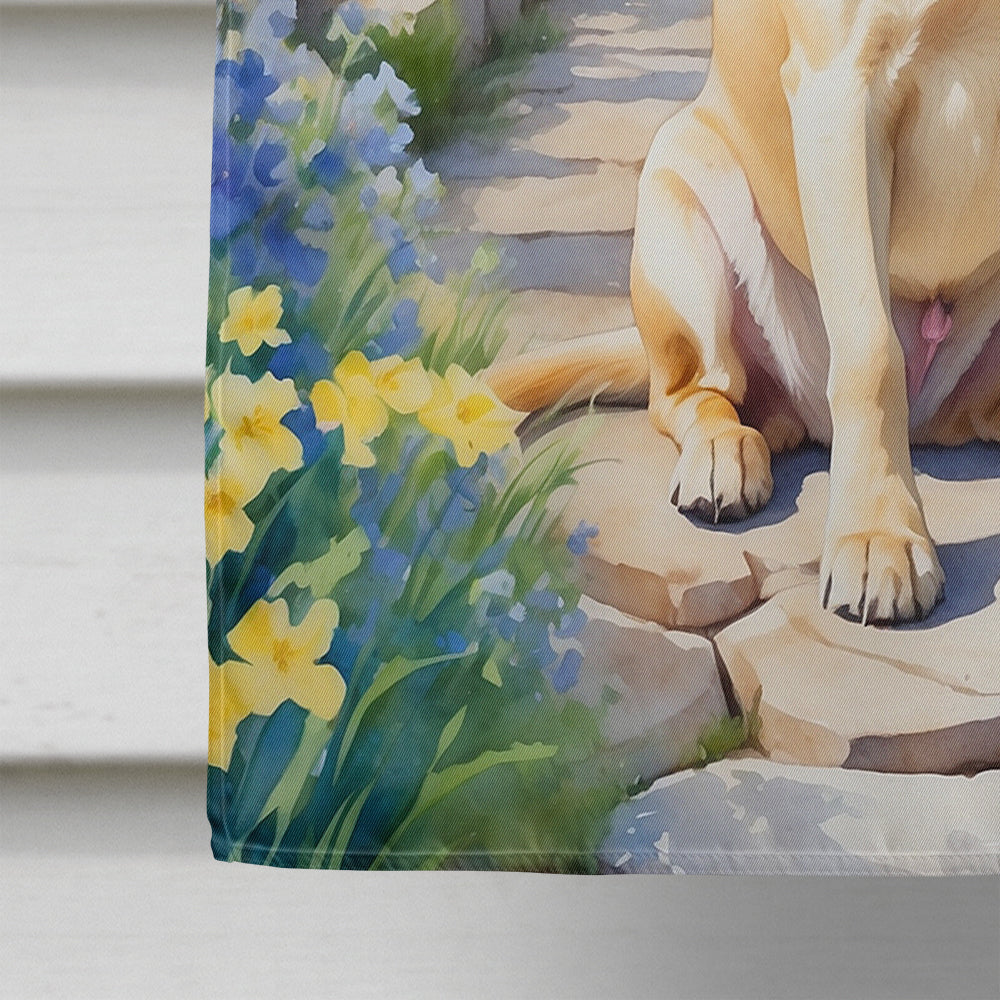 Labrador Retriever Spring Path House Flag 28x40 Porch Sleeve Pole Decorative Outside Yard Banner Artwork Wall Hanging, Polyester