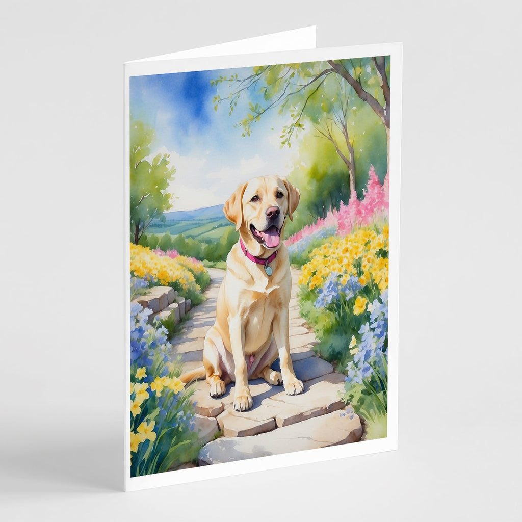 Labrador Retriever Spring Path Greeting Cards Pack of 8 Blank Cards with Envelopes Whimsical A7 Size 5x7