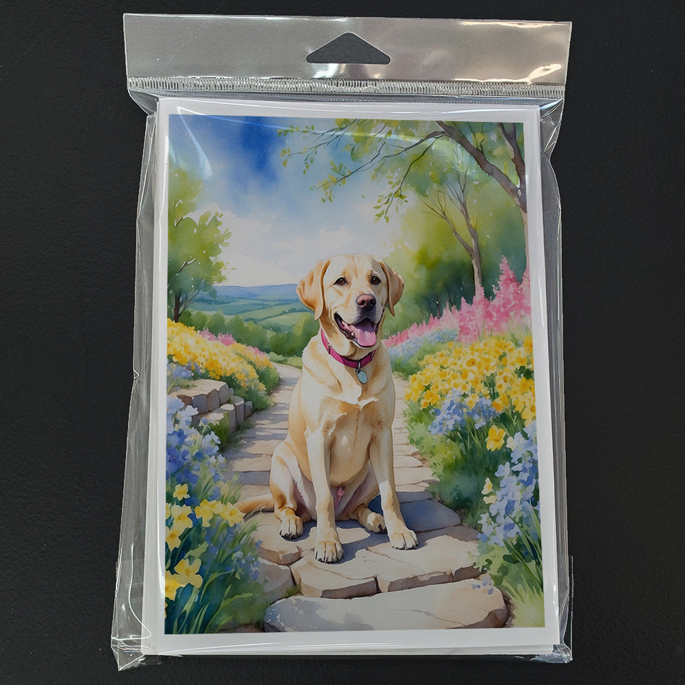 Labrador Retriever Spring Path Greeting Cards Pack of 8 Blank Cards with Envelopes Whimsical A7 Size 5x7