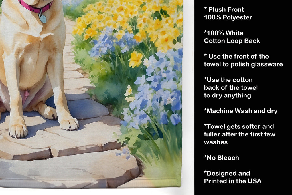 Labrador Retriever Spring Path Kitchen Towel Velour Plush Front and Cotton Loop Back Machine Washable