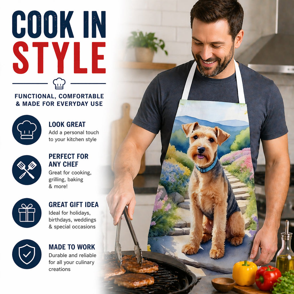 Lakeland Terrier Spring Path Apron Cooking Kitchen Server Baking Crafts Gardening for Adult Women Men, Unisex, Large, Multicolor
