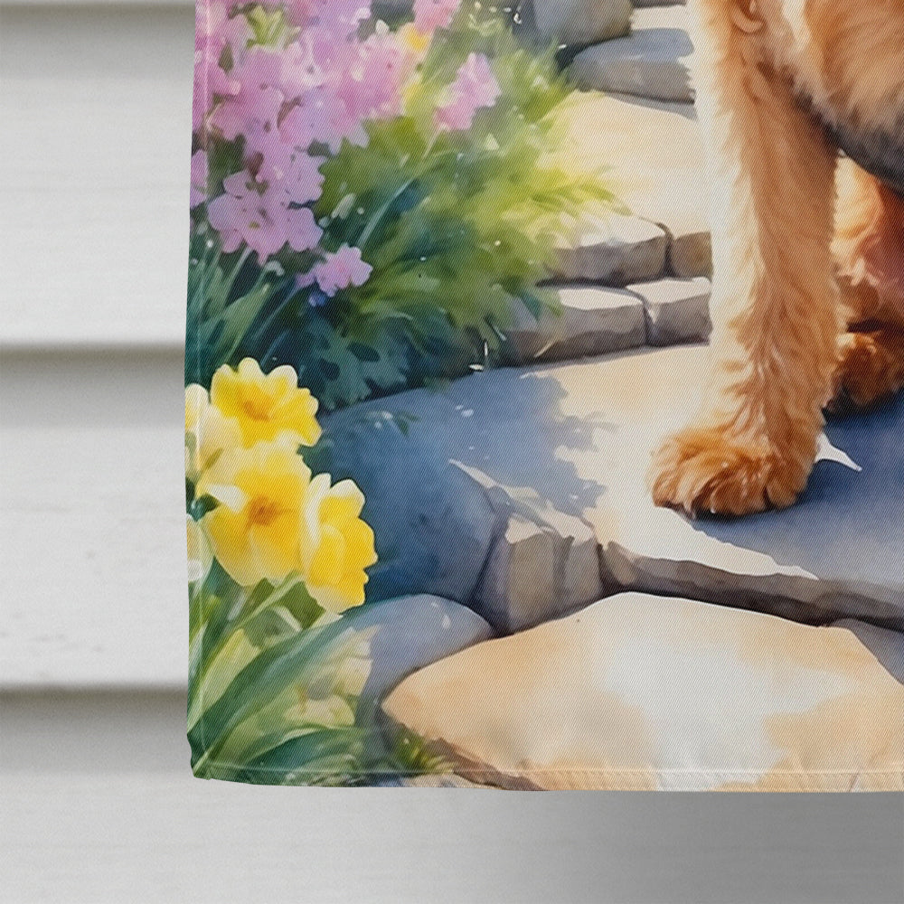 Lakeland Terrier Spring Path House Flag 28x40 Porch Sleeve Pole Decorative Outside Yard Banner Artwork Wall Hanging, Polyester
