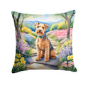 Lakeland Terrier Spring Path Decorative Throw Pillow 18x18 Indoor Outdoor Accent Cushion, Fabric Cover with Insert for Sofa, Bed, Porch & Living Room