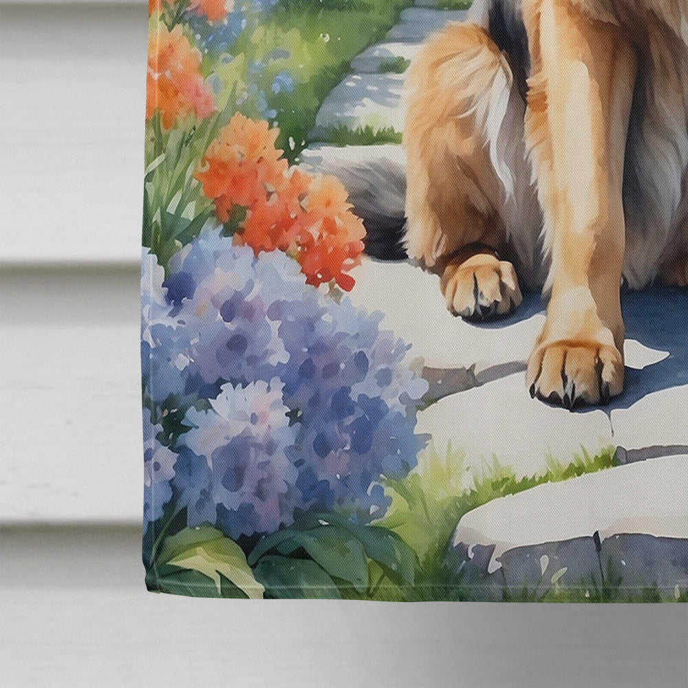 Leonberger Spring Path House Flag 28x40 Porch Sleeve Pole Decorative Outside Yard Banner Artwork Wall Hanging, Polyester