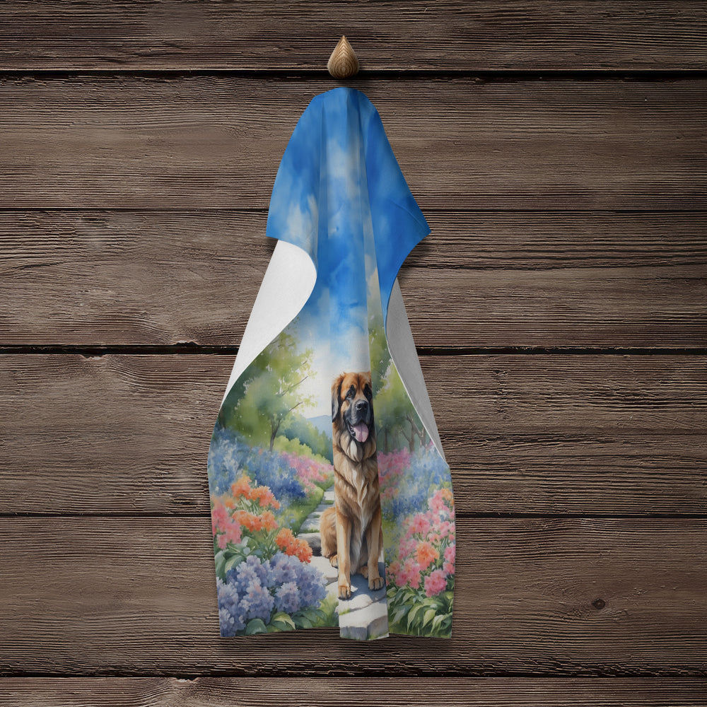 Leonberger Spring Path Kitchen Towel Velour Plush Front and Cotton Loop Back Machine Washable