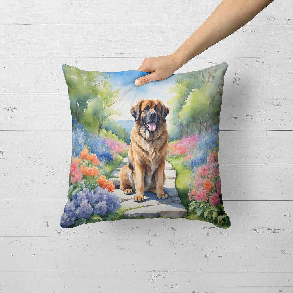 Leonberger Spring Path Decorative Throw Pillow 18x18 Indoor Outdoor Accent Cushion, Fabric Cover with Insert for Sofa, Bed, Porch & Living Room