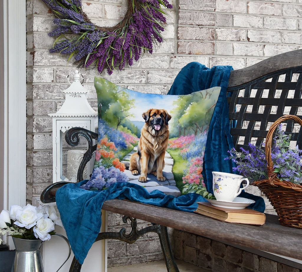 Leonberger Spring Path Decorative Throw Pillow 18x18 Indoor Outdoor Accent Cushion, Fabric Cover with Insert for Sofa, Bed, Porch & Living Room