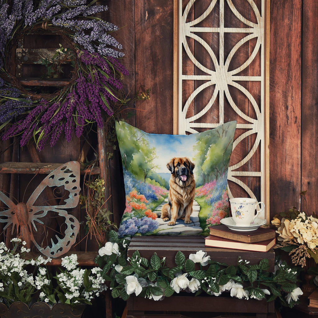 Leonberger Spring Path Decorative Throw Pillow 18x18 Indoor Outdoor Accent Cushion, Fabric Cover with Insert for Sofa, Bed, Porch & Living Room