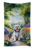 Lhasa Apso Spring Path Kitchen Towel Velour Plush Front and Cotton Loop Back Machine Washable
