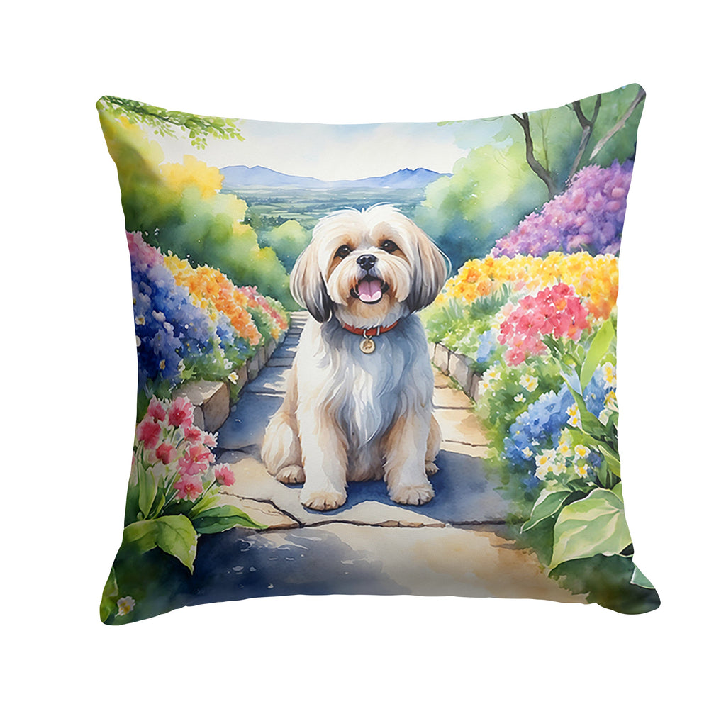 Lhasa Apso Spring Path Decorative Throw Pillow 18x18 Indoor Outdoor Accent Cushion, Fabric Cover with Insert for Sofa, Bed, Porch & Living Room