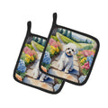 Maltipoo Spring Path Pot Holder Set of 2 Heat Resistant Quilted Hot Pads 7.5 x 7.5 Inch, Insulated Kitchen Trivets for Cooking & Baking