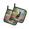 Manchester Terrier Spring Path Pot Holder Set of 2 Heat Resistant Quilted Hot Pads 7.5 x 7.5 Inch, Insulated Kitchen Trivets for Cooking & Baking