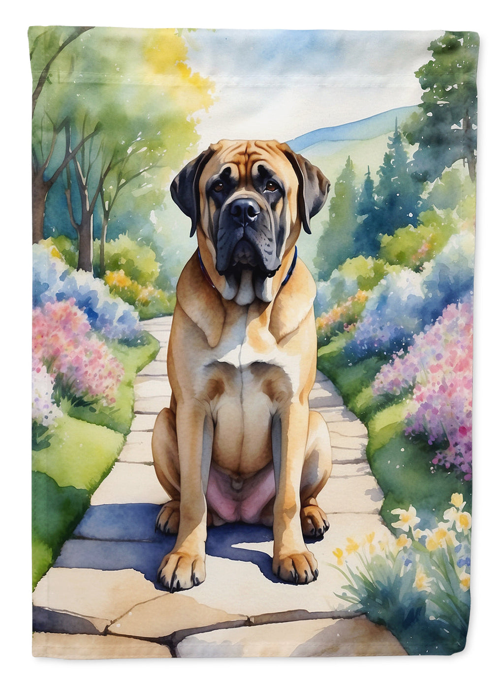 Mastiff Spring Path House Flag 28x40 Porch Sleeve Pole Decorative Outside Yard Banner Artwork Wall Hanging, Polyester