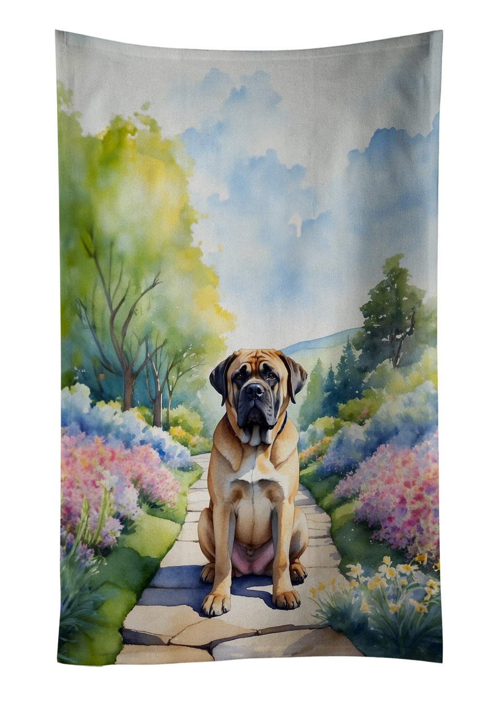 Mastiff Spring Path Kitchen Towel Velour Plush Front and Cotton Loop Back Machine Washable