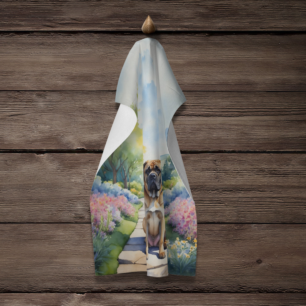 Mastiff Spring Path Kitchen Towel Velour Plush Front and Cotton Loop Back Machine Washable