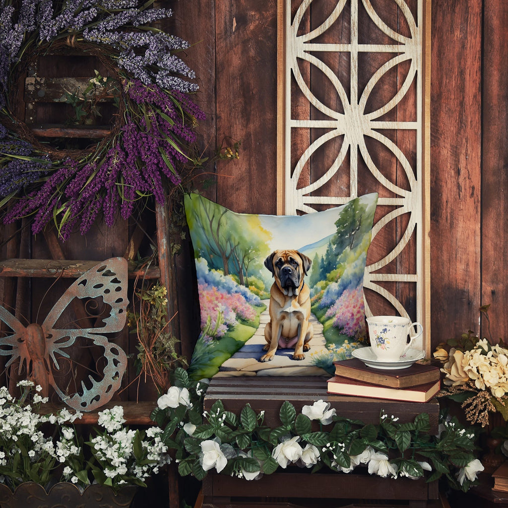 Mastiff Spring Path Decorative Throw Pillow 18x18 Indoor Outdoor Accent Cushion, Fabric Cover with Insert for Sofa, Bed, Porch & Living Room