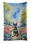 Miniature Pinscher Spring Path Kitchen Towel Velour Plush Front and Cotton Loop Back Machine Washable
