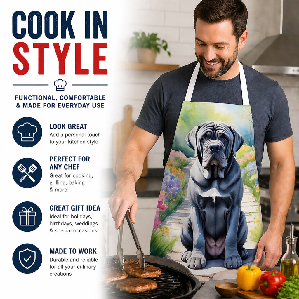 Neapolitan Mastiff Spring Path Apron Cooking Kitchen Server Baking Crafts Gardening for Adult Women Men, Unisex, Large, Multicolor