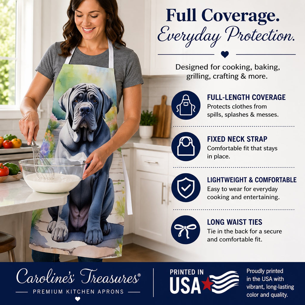 Neapolitan Mastiff Spring Path Apron Cooking Kitchen Server Baking Crafts Gardening for Adult Women Men, Unisex, Large, Multicolor