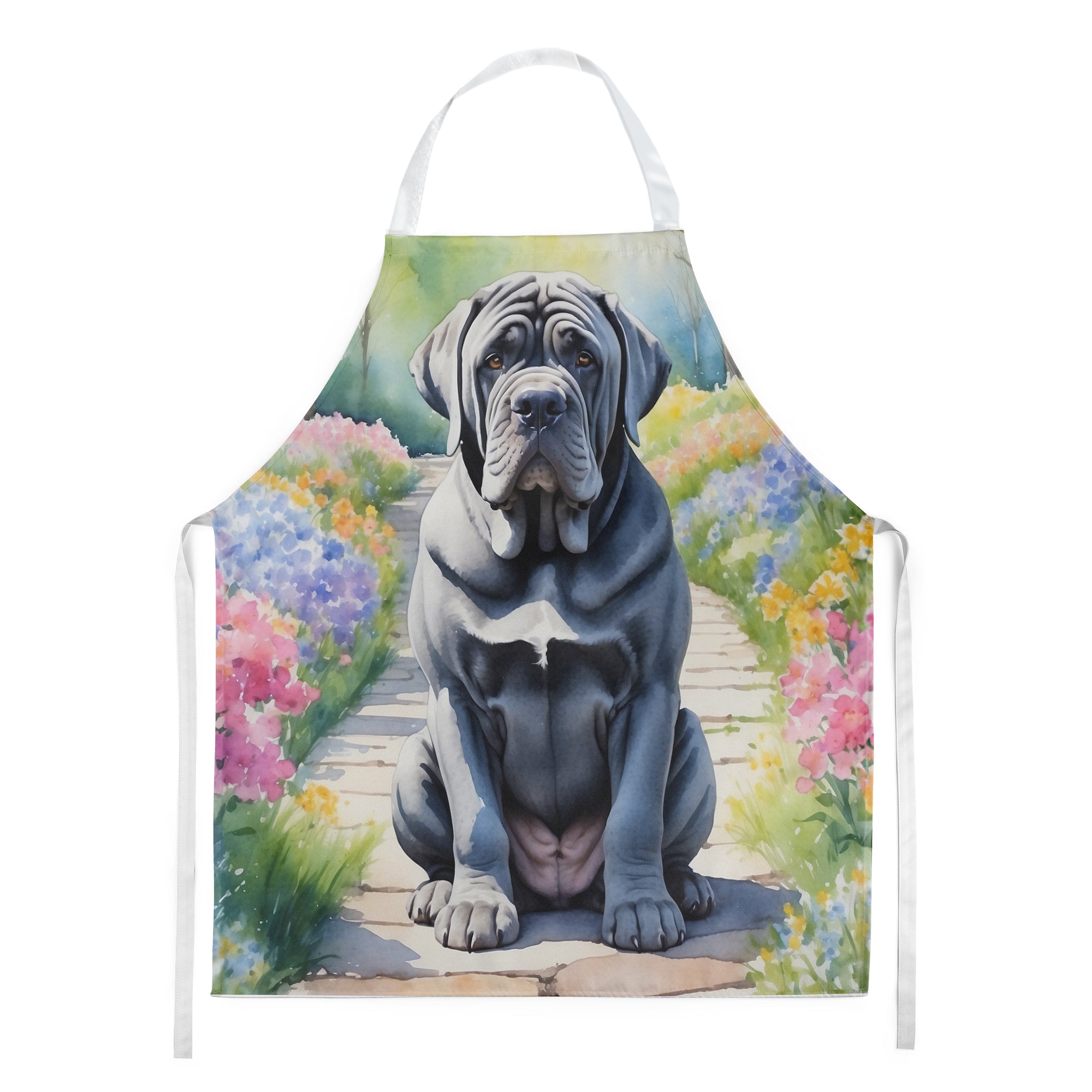 Neapolitan Mastiff Spring Path Apron Cooking Kitchen Server Baking Crafts Gardening for Adult Women Men, Unisex, Large, Multicolor