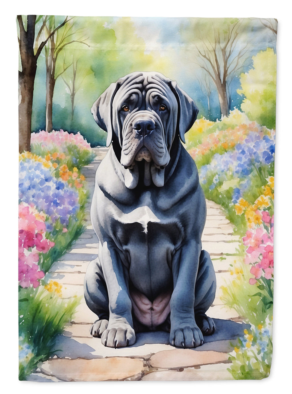 Neapolitan Mastiff Spring Path House Flag 28x40 Porch Sleeve Pole Decorative Outside Yard Banner Artwork Wall Hanging, Polyester