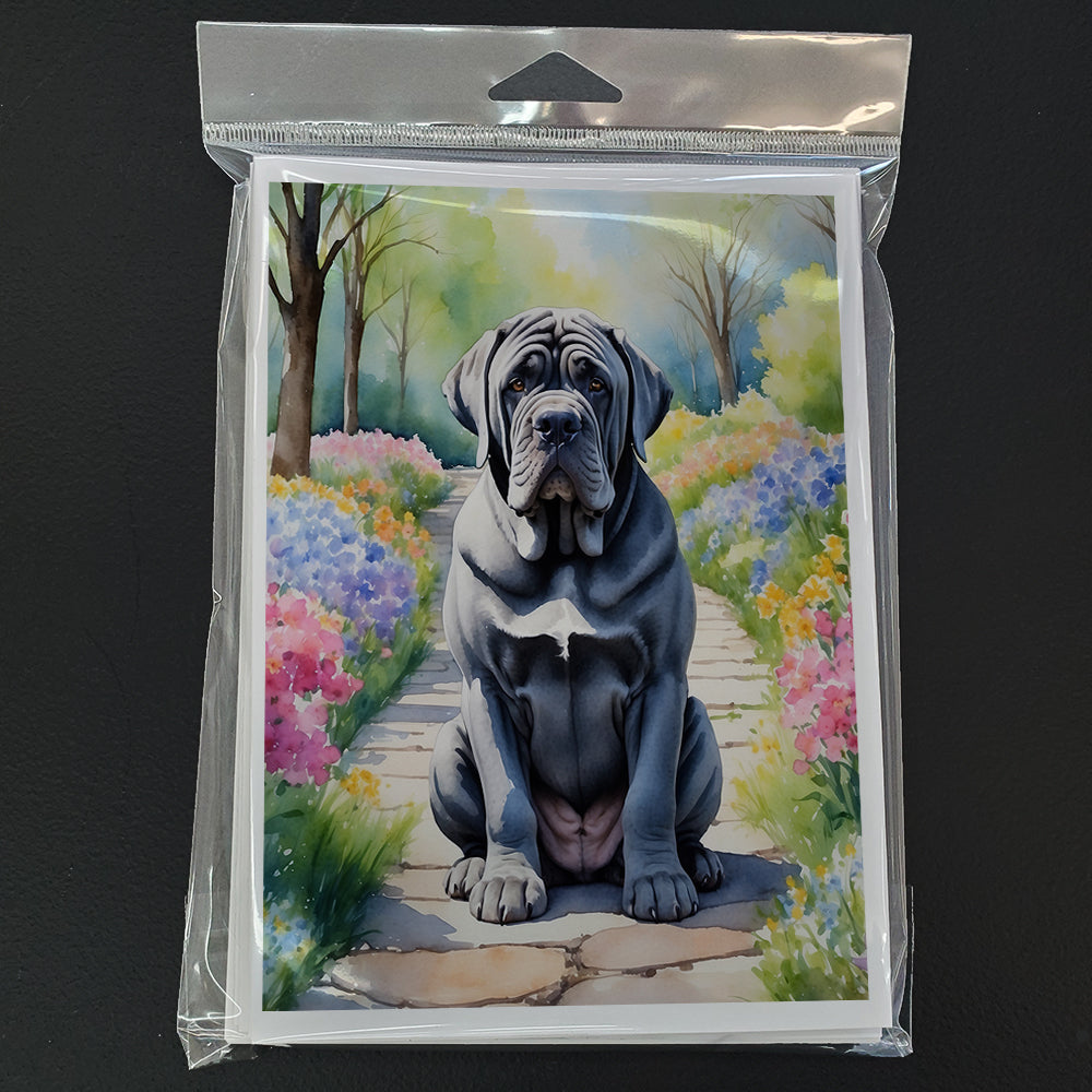 Neapolitan Mastiff Spring Path Greeting Cards Pack of 8 Blank Cards with Envelopes Whimsical A7 Size 5x7