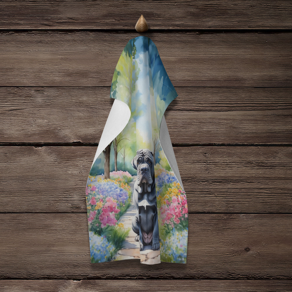 Neapolitan Mastiff Spring Path Kitchen Towel Velour Plush Front and Cotton Loop Back Machine Washable