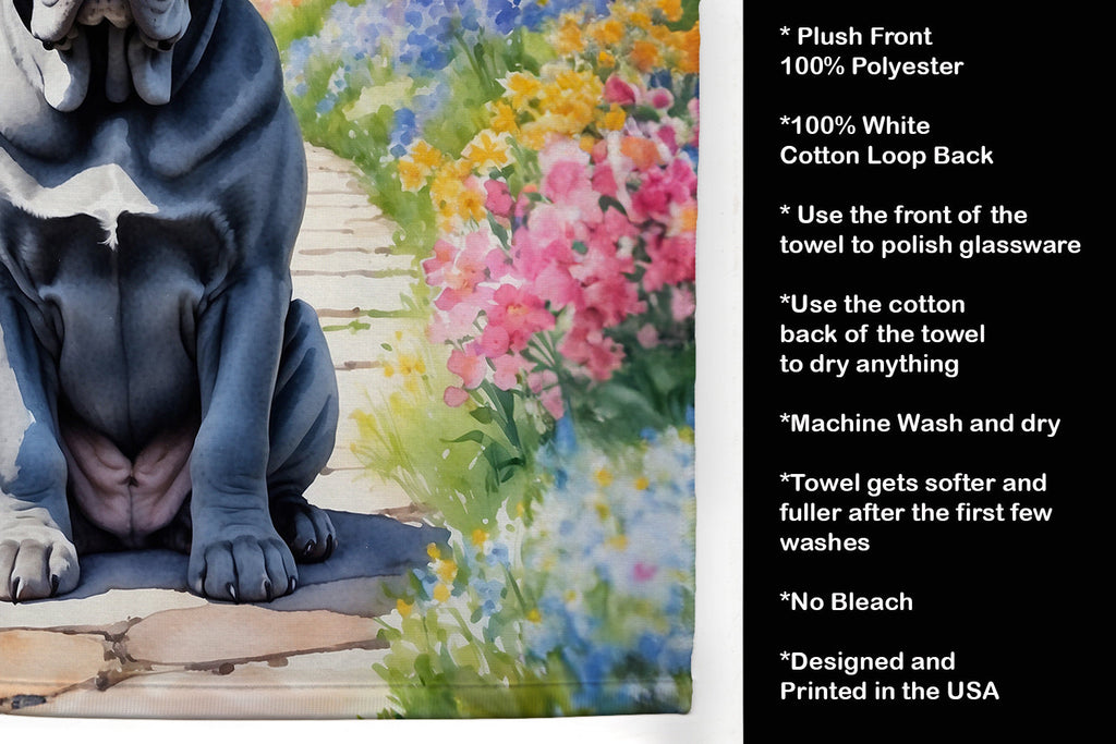Neapolitan Mastiff Spring Path Kitchen Towel Velour Plush Front and Cotton Loop Back Machine Washable