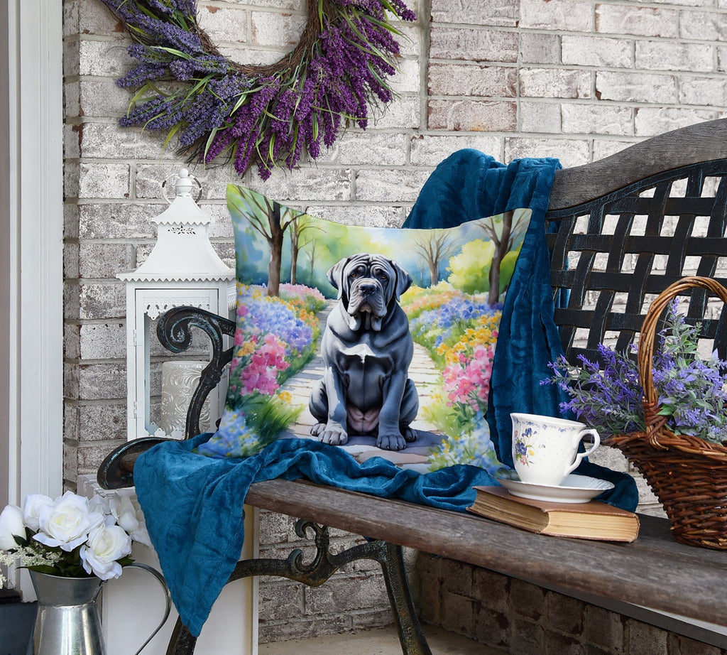 Neapolitan Mastiff Spring Path Decorative Throw Pillow 18x18 Indoor Outdoor Accent Cushion, Fabric Cover with Insert for Sofa, Bed, Porch & Living Room