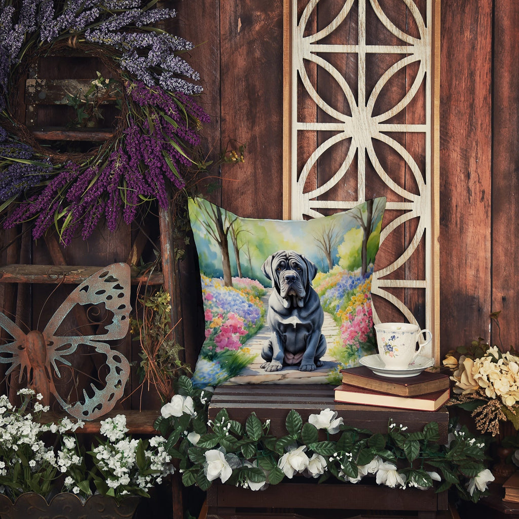 Neapolitan Mastiff Spring Path Decorative Throw Pillow 18x18 Indoor Outdoor Accent Cushion, Fabric Cover with Insert for Sofa, Bed, Porch & Living Room