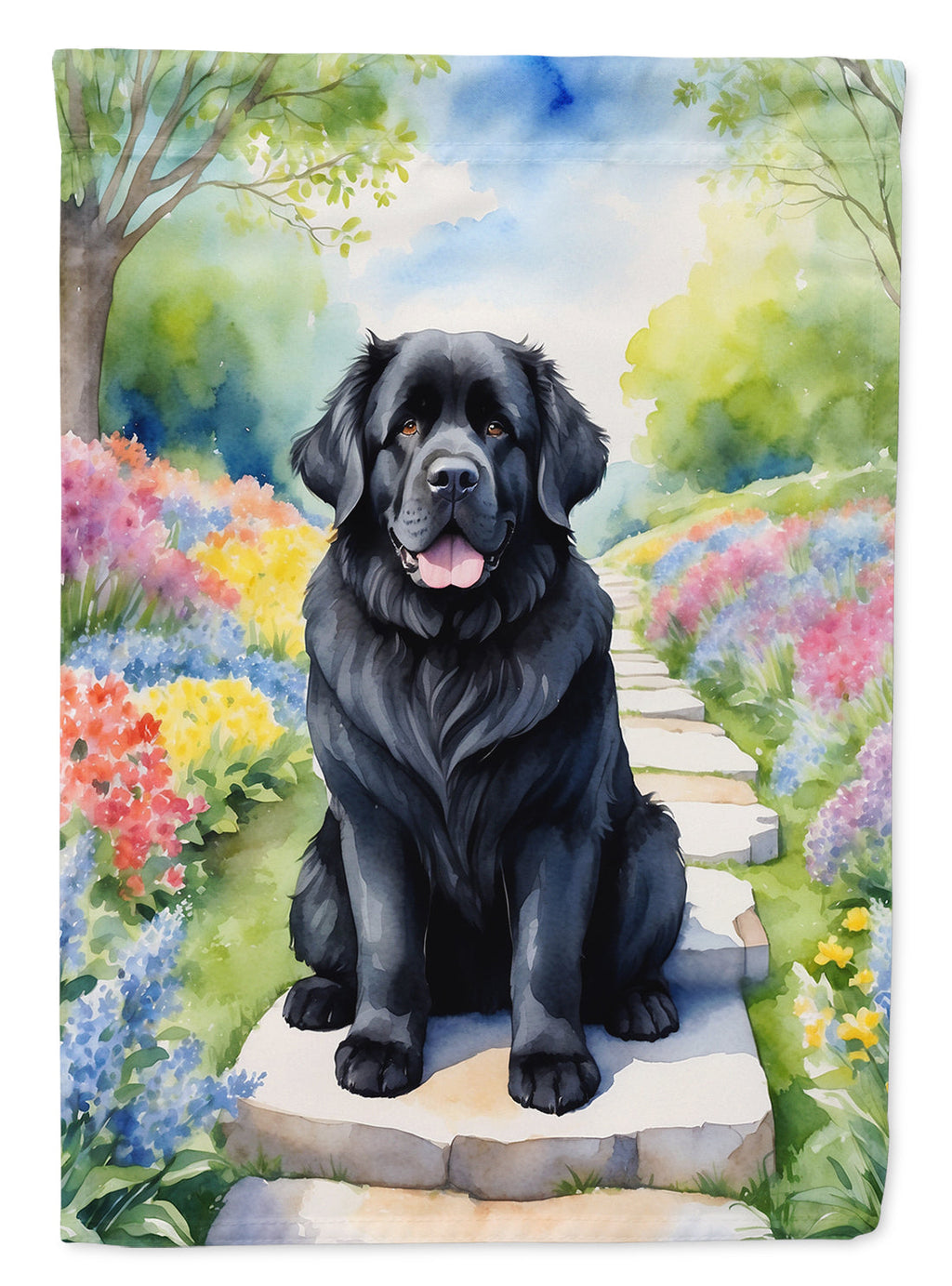 Newfoundland Spring Path House Flag 28x40 Porch Sleeve Pole Decorative Outside Yard Banner Artwork Wall Hanging, Polyester