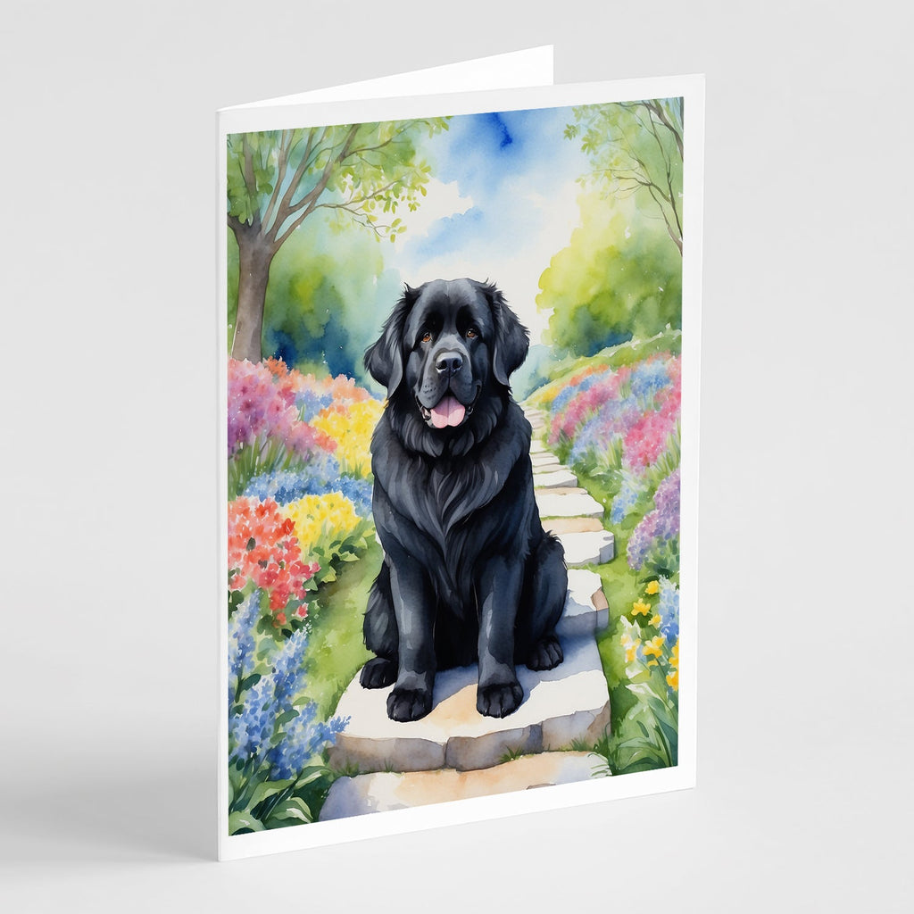 Newfoundland Spring Path Greeting Cards Pack of 8 Blank Cards with Envelopes Whimsical A7 Size 5x7