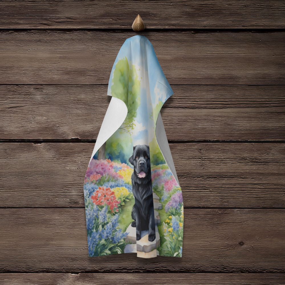 Newfoundland Spring Path Kitchen Towel Velour Plush Front and Cotton Loop Back Machine Washable