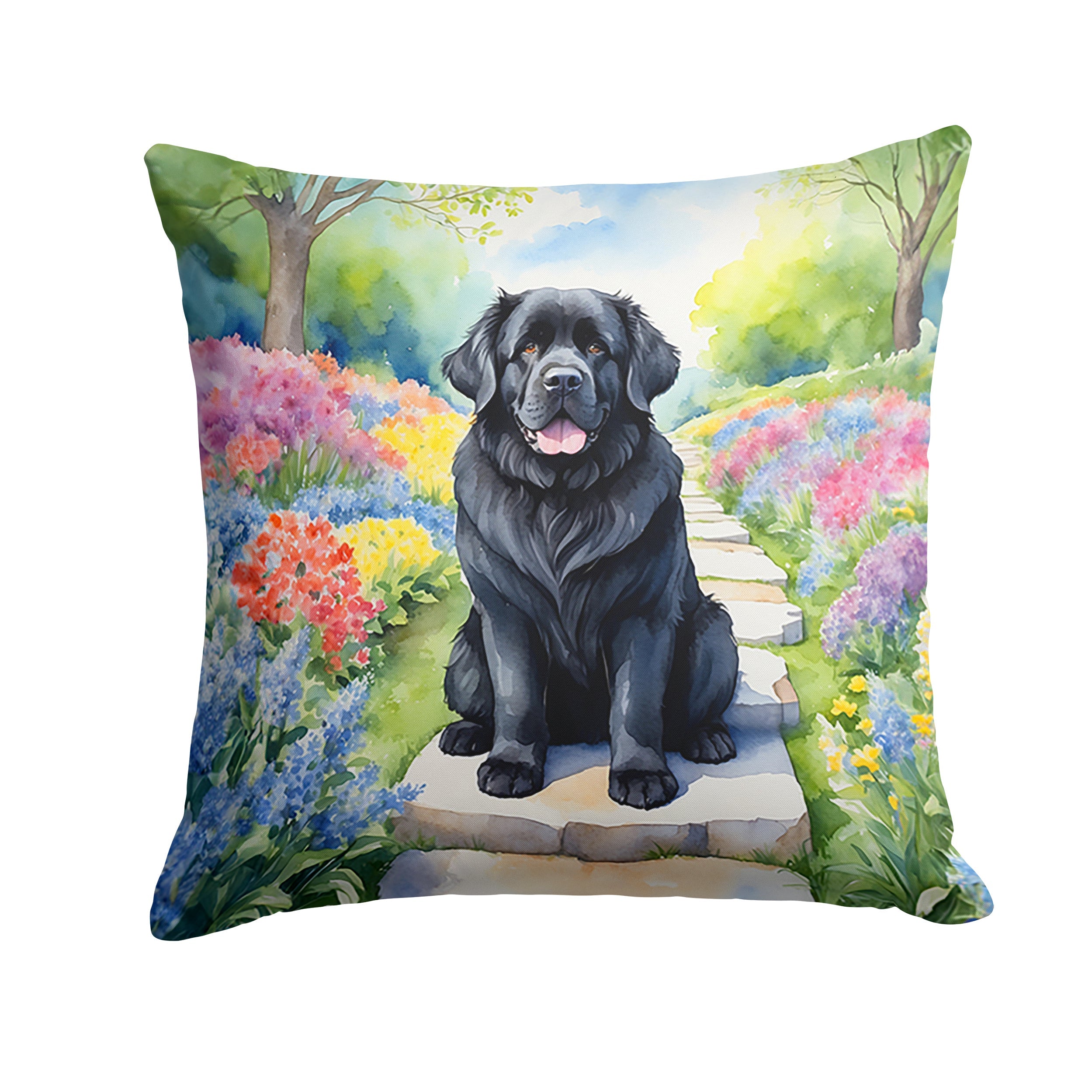Newfoundland Spring Path Decorative Throw Pillow 18x18 Indoor Outdoor Accent Cushion, Fabric Cover with Insert for Sofa, Bed, Porch & Living Room