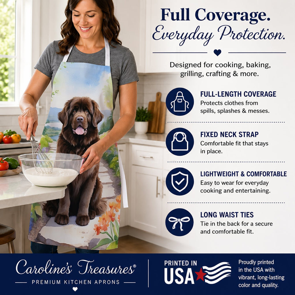 Newfoundland Spring Path Apron Cooking Kitchen Server Baking Crafts Gardening for Adult Women Men, Unisex, Large, Multicolor