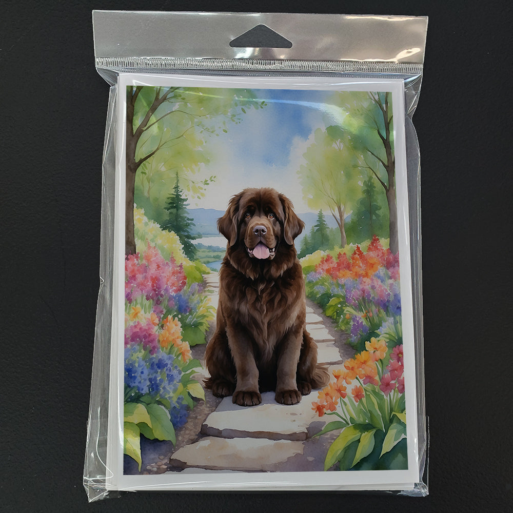 Newfoundland Spring Path Greeting Cards Pack of 8 Blank Cards with Envelopes Whimsical A7 Size 5x7