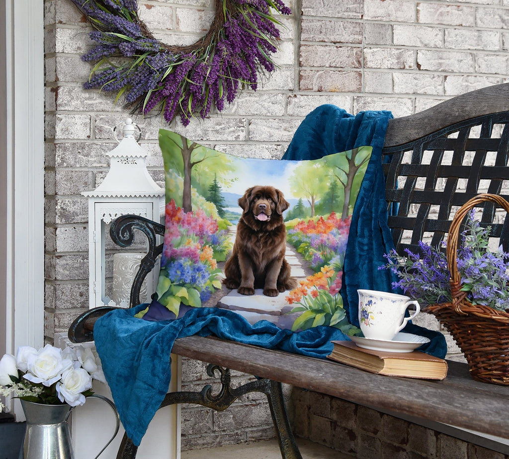 Newfoundland Spring Path Decorative Throw Pillow 18x18 Indoor Outdoor Accent Cushion, Fabric Cover with Insert for Sofa, Bed, Porch & Living Room