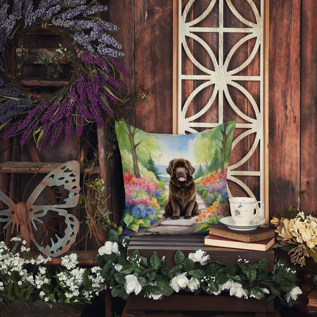 Newfoundland Spring Path Decorative Throw Pillow 18x18 Indoor Outdoor Accent Cushion, Fabric Cover with Insert for Sofa, Bed, Porch & Living Room