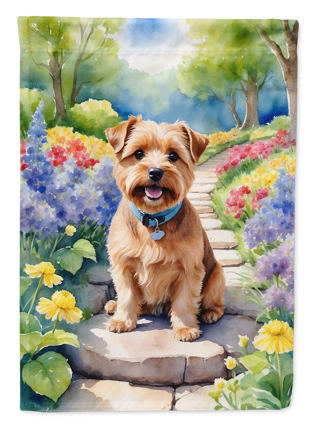 Norfolk Terrier Spring Path House Flag 28x40 Porch Sleeve Pole Decorative Outside Yard Banner Artwork Wall Hanging, Polyester