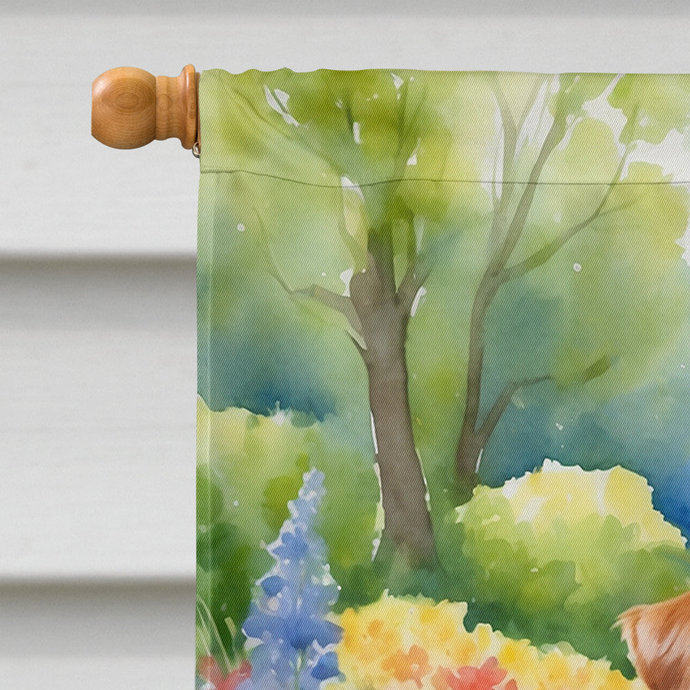 Norfolk Terrier Spring Path House Flag 28x40 Porch Sleeve Pole Decorative Outside Yard Banner Artwork Wall Hanging, Polyester