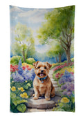 Norfolk Terrier Spring Path Kitchen Towel Velour Plush Front and Cotton Loop Back Machine Washable