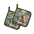 Norfolk Terrier Spring Path Pot Holder Set of 2 Heat Resistant Quilted Hot Pads 7.5 x 7.5 Inch, Insulated Kitchen Trivets for Cooking & Baking
