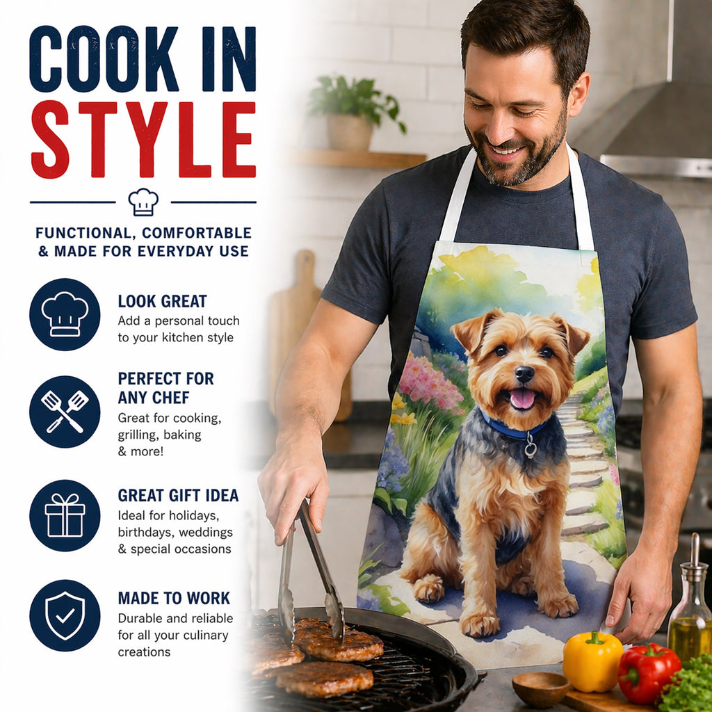 Norfolk Terrier Spring Path Apron Cooking Kitchen Server Baking Crafts Gardening for Adult Women Men, Unisex, Large, Multicolor